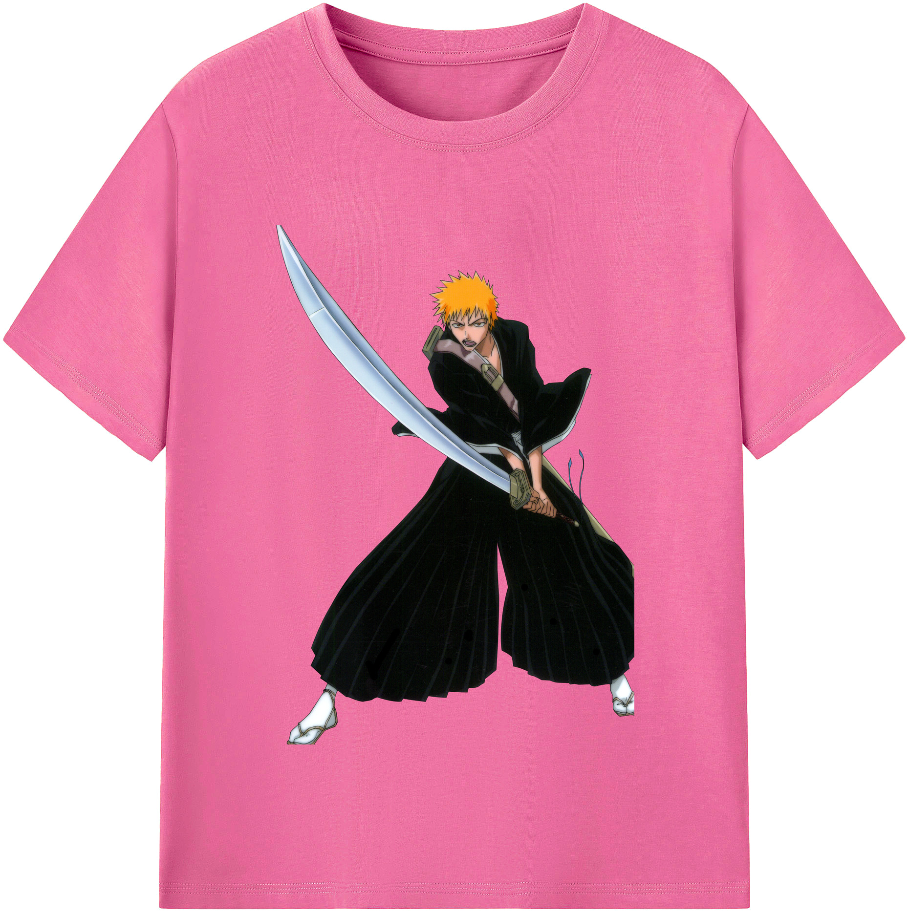 （画像用） ブリーチ 黒崎一護（くろさき いちご）BLEACH Kurosaki Ichigo レディースカジュアルプリントTシャツ（綿100％）